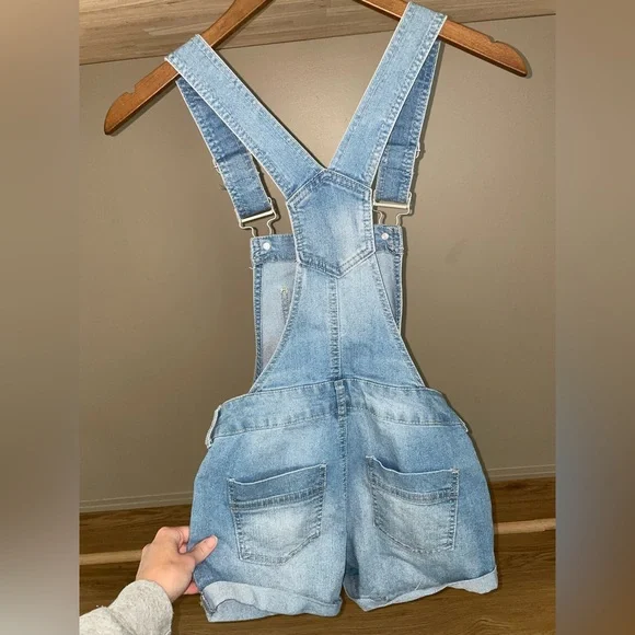 Blue Spice Denim Short Overalls - Picture 5 of 5